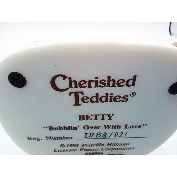 Cherished Teddies Betty Bubblin Over With Love Vintage 1993 Enesco Bear 626066 - Picture 12 of 13